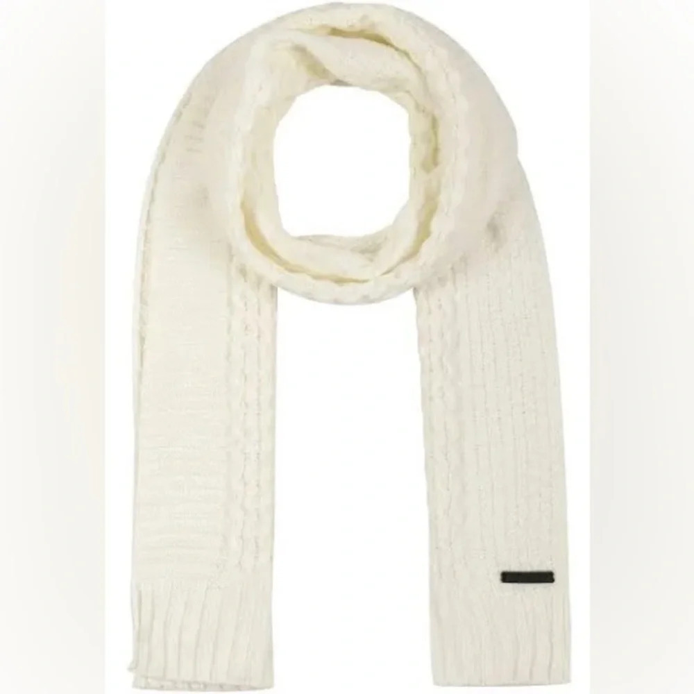 Rebecca Minkoff Traveling Rib Knit Scarf Ivory Acrylic Winter One Size 78 x 9.5